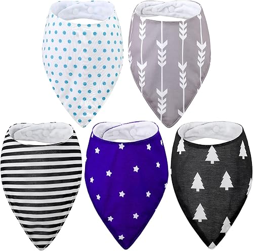 Janmercy Paquete de 5 baberos tipo bandana para adultos, suaves, ajustables, absorbentes, para mujeres, necesidades especiales, unisex, hombres