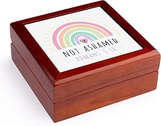 3dRose I am not Ashamed of Gospel Jewelry Box 7 x 7 inch with 4 inch tile