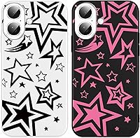 Vista 35 de Paquete de 2 Fundas Lindas y Geniales de Estrellas Negras para iPhone 7/8 / SE 2020 / SE 2022 de 4.7 Pulgadas, Funda Estética, Antiarañazos