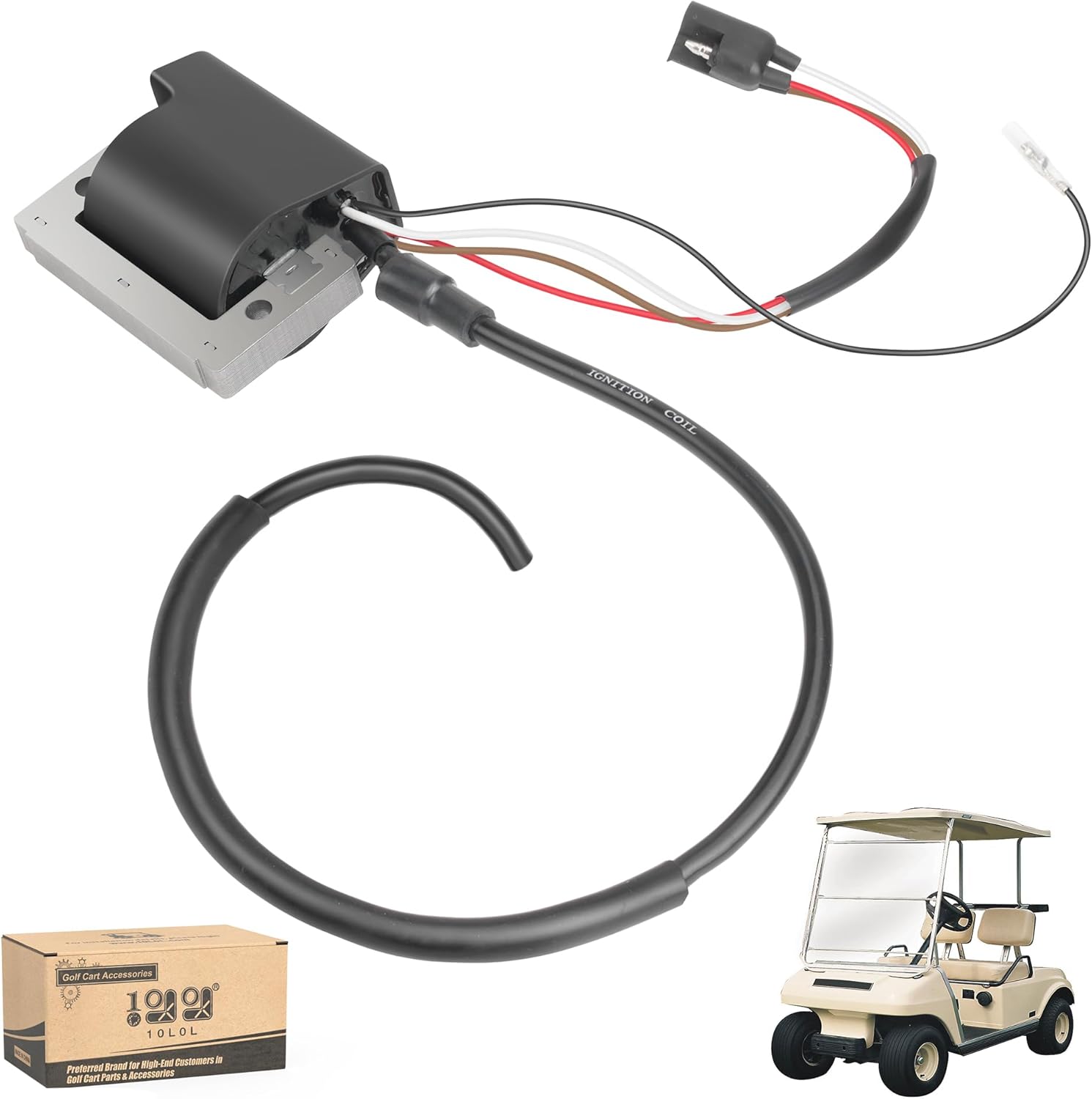 10L0L Golf Cart 341cc Ignition Coil Replacement for Club Car DS 1984-1989, OEM 1012520