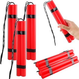 18 Sticks Fake Red Dynamite Prop Plastic Pretend Explosive Bomb Toy Simulation Dynamite Sticks for Prank Gag Film Costume Prop