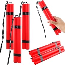 18 Sticks Fake Red Dynamite Prop Plastic Pretend Explosive Bomb Toy Simulation Dynamite Sticks for Prank Gag Film Costume Prop