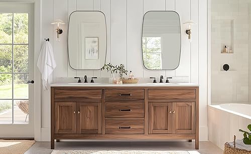 Miniatura 115 de ANDY STAR Espejos ovalados dorados para baño, espejo de pared oblongo, con marco de metal dorado cepillado de 24 x 36 pulgadas, espejo de tocador