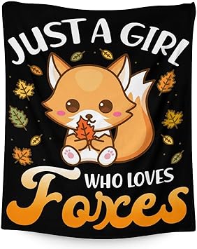 Mercuryelf Fox Throw Blanket - Soft, Fuzzy & Warm - 60x80 Inches Flannel Blankets for Bed, Couch - Black Cute Throws Gift for Adults