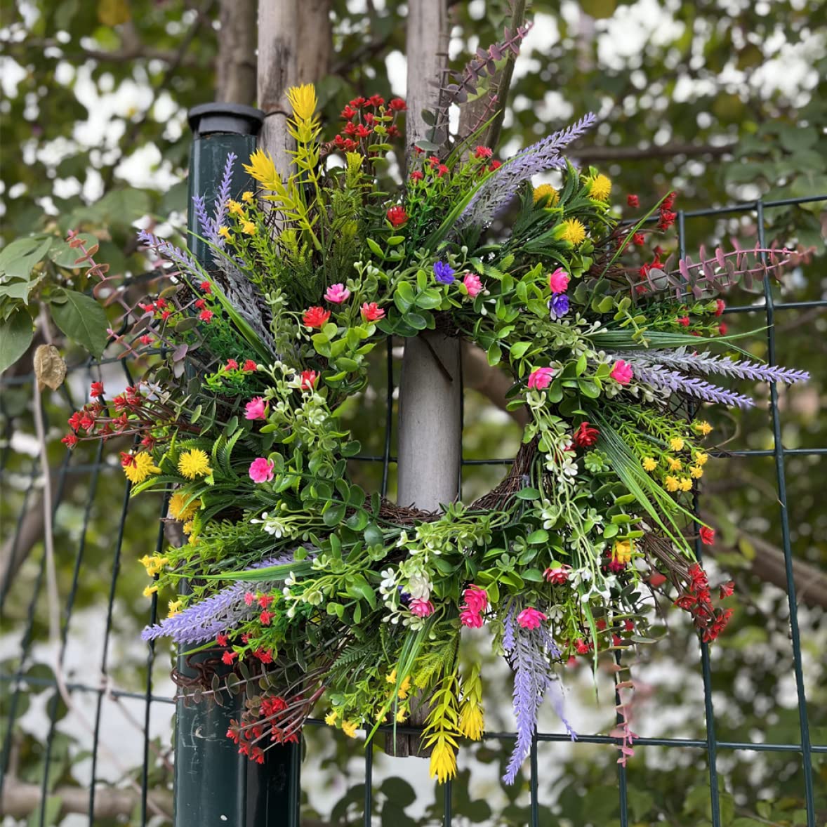 Haustürkränze für den Sommer, 34, 9 cm, künstlicher Wildblumen-Kranz, Aufhänger, Blumengirlande, Dekor für Zuhause, Fenster, Wand, Hochzeit, Party