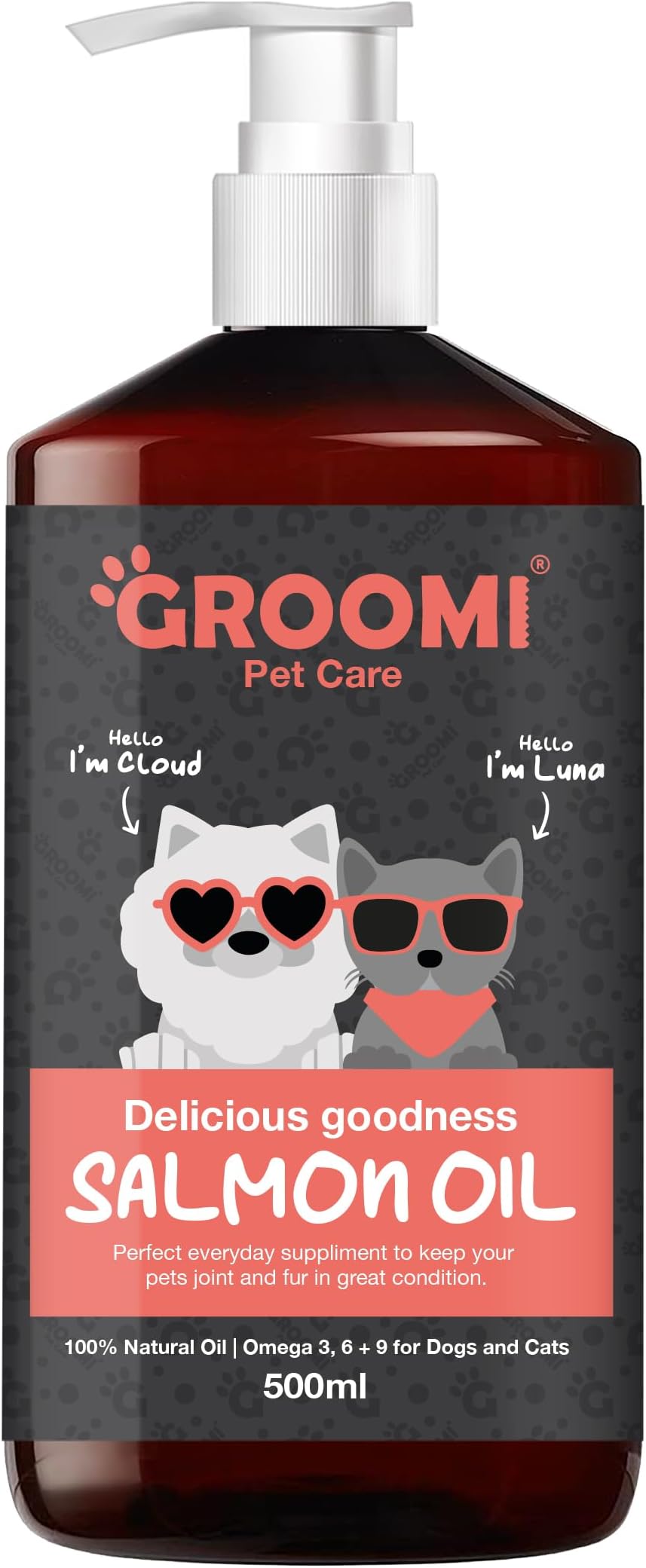 Groomi - Premium Scottish Salmon Oil for Dogs & Cats - Rich in Omega 3, 6, 9 for Skin, Coat, Joint & Brain Health, Sustainably Sourced, Natural Supplement