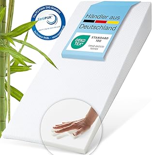 ELONEO Bettkeil Topper 100 x 200 cm aus Memory Foam, Matratzen-Keilkissen zur Bettneigung, Keilmatratze, Keilförmige-Matratzenauflage, Erhöhungskeil, Bezug waschbar