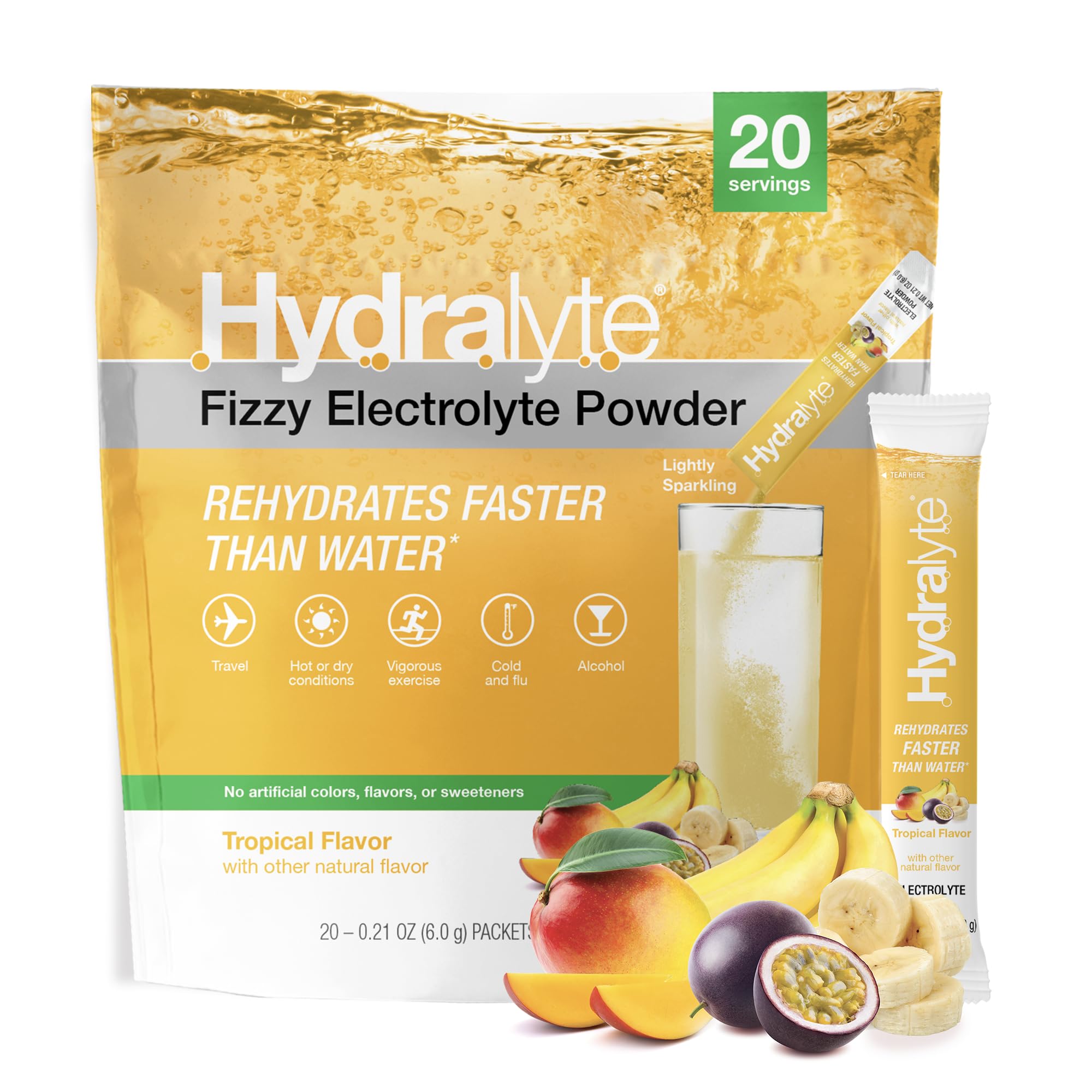 Buy HydraLyte Electrolyte Powder Packets Sparkling Tropical Hydration