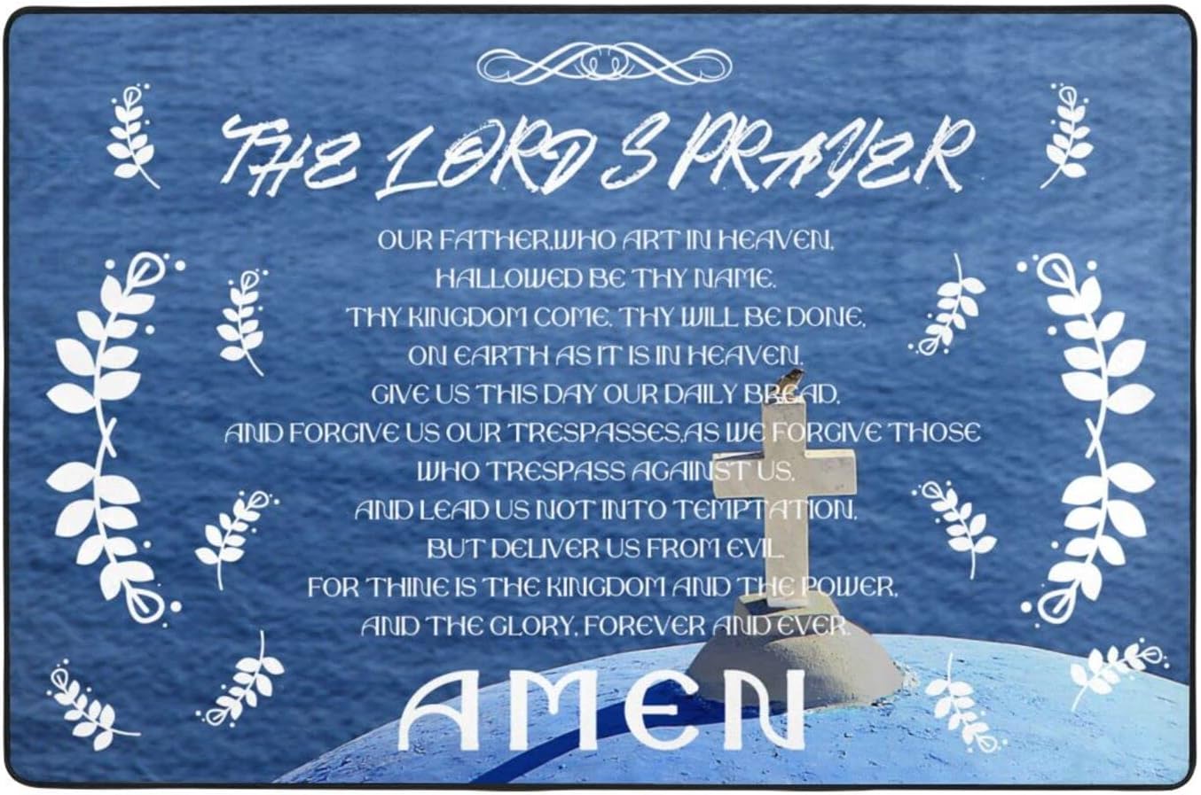 Vivacite Prayer Mat Christian Gifts for Women Men Faith Religious Spiritual Gifts for Women Prayer Rug with Bible Verse Christian Decor Area Rug for Pray Scripture The Lord's Prayer, 36"X24"
