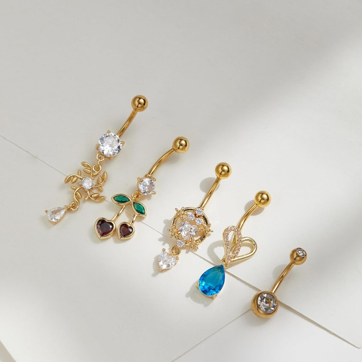 Belly Button Ring Dangle Gold Stainless Steel Belly Rings 14G Belly Button Piercing Cute Navel Ring Belly Piercing Jewelry with CZ - Image 7