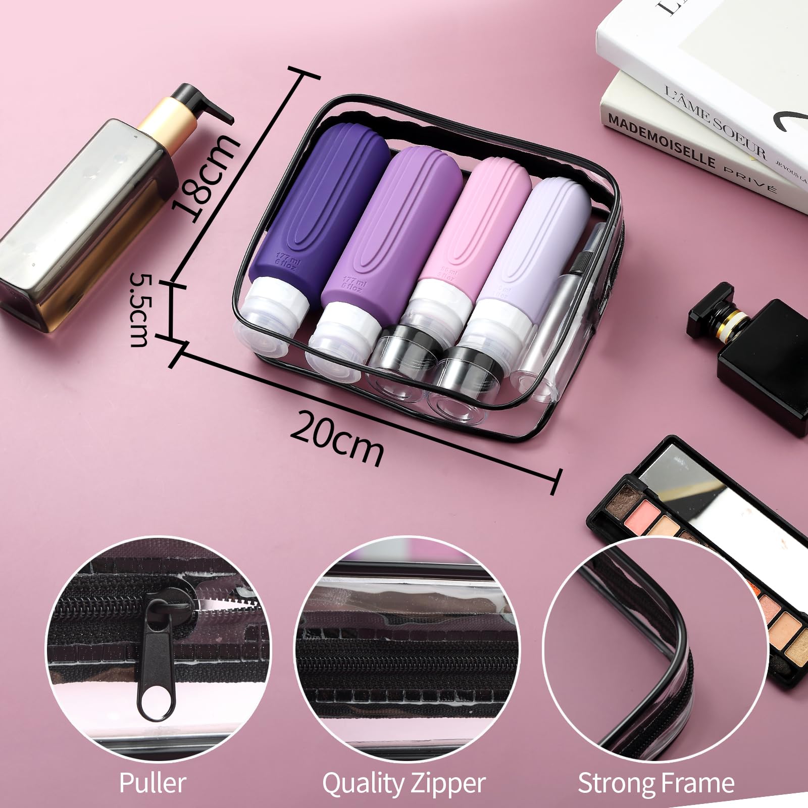 Mrsdry Confezione da 16 bottiglie da viaggio per articoli da toeletta, contenitori da viaggio in silicone oversize per articoli da toeletta, a prova di perdite, ricaricabili per shampoo e balsamo