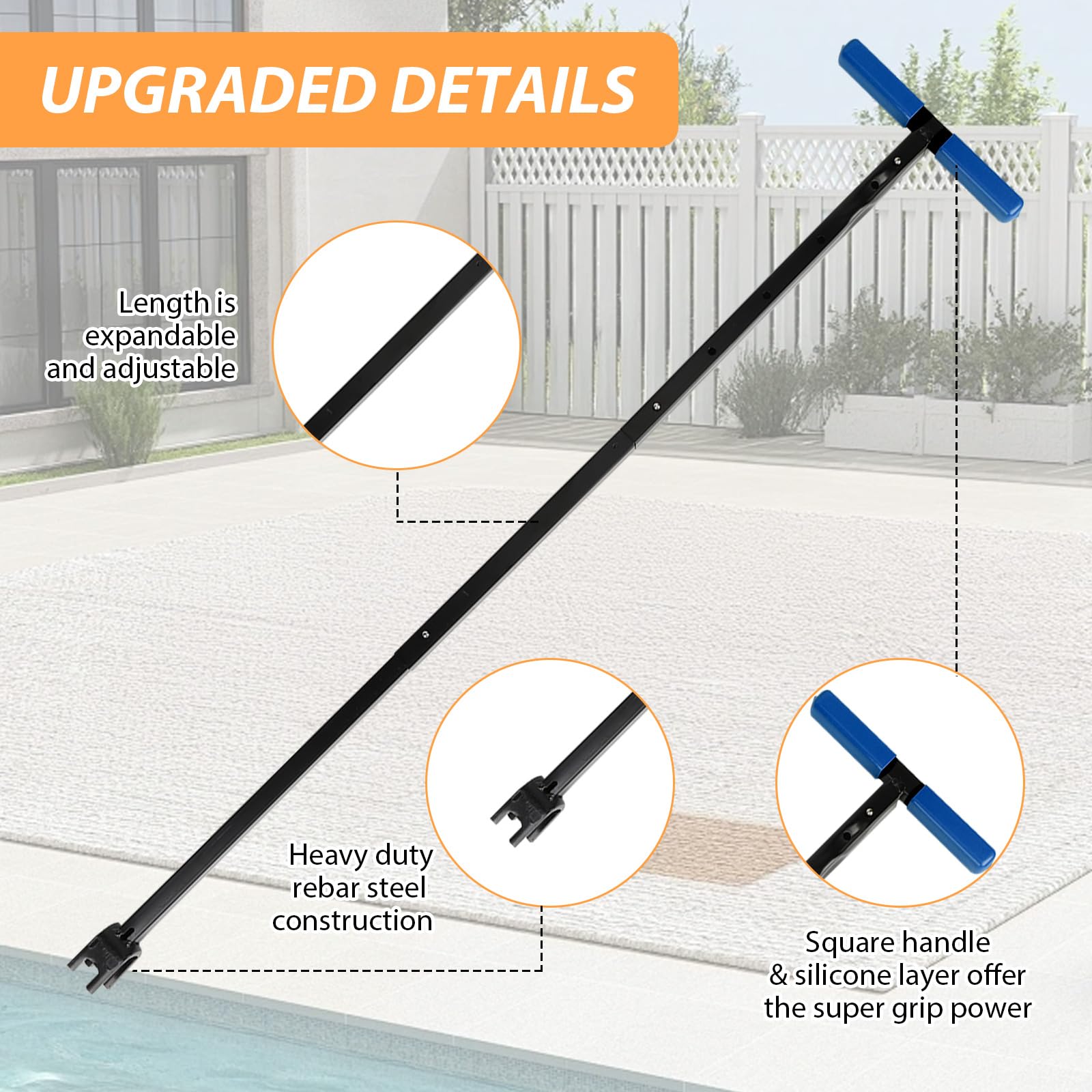 mumisuto Clé de Compteur D'Eau avec Outil 4 Voies,Clé Compteur D'Eau à PoignéE En T en Acier,Longueur RéGlable 43 à 94 Cm,Clé Universelle pour L'Entretien Des Conduites D'Eau et Des Vannes(Bleu)