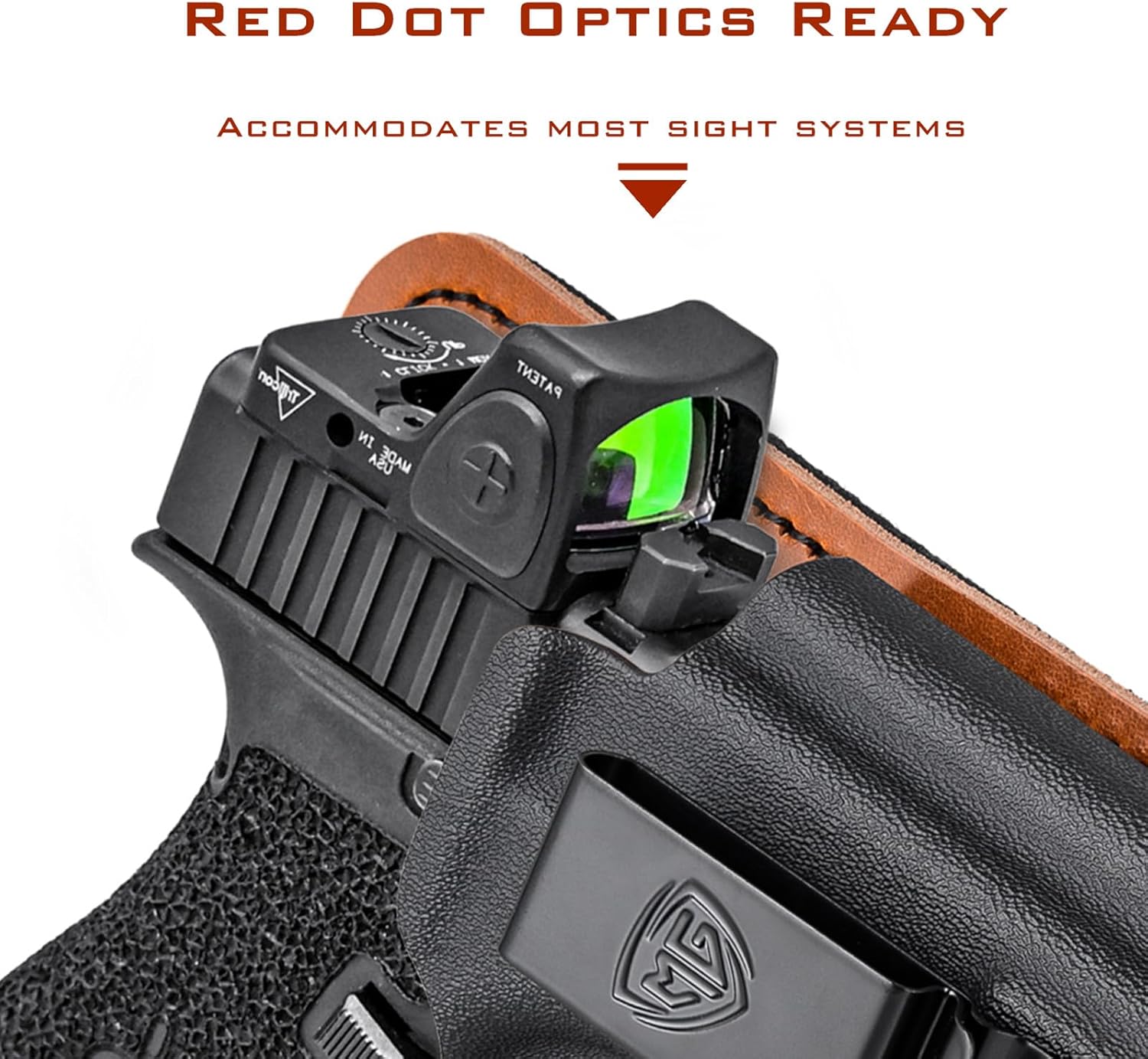 G17 Holster with Comfort Foam Pad, IWB Kydex and Leather Hybrid Holster for Glock 17 22 31 47 MOS Pistol Red Dot Optics Cut, Inside Waistband Appendix Concealed Carry