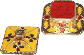 Indian Dark Red Pure Kumkum Powder (Sindoor, Kumkuma, Kum Kum) For Makeup, Pooja And Other Hindu Rituals (Dark Red, Fancy Box 2)