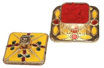 Indian Dark Red Pure Kumkum Powder Sindoor, Kumkuma, Kum Kum For Makeup, Pooja And Other Hindu Ritual Fancy Box 2