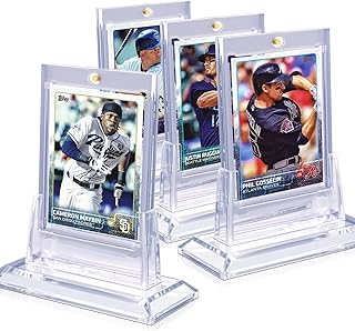 4Pcs Magnetic Card Holders for Trading Card, Baseball Card Protectors with 4 Stands, 35pt Acrylic Hard Card Sleeves Case for Sports Cards, MTG Cards, YUGIOH Cards, Standard Cards Storage and Display