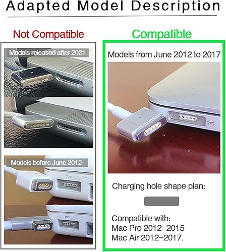 Miniatura 7 de Adaptador de corriente USB-C a MagSafe 2 de 100 W para MacBook Air de 11 pulgadas y 13 pulgadas con modelo A1435, A1465, A1466, MD223, MD224, MD231,