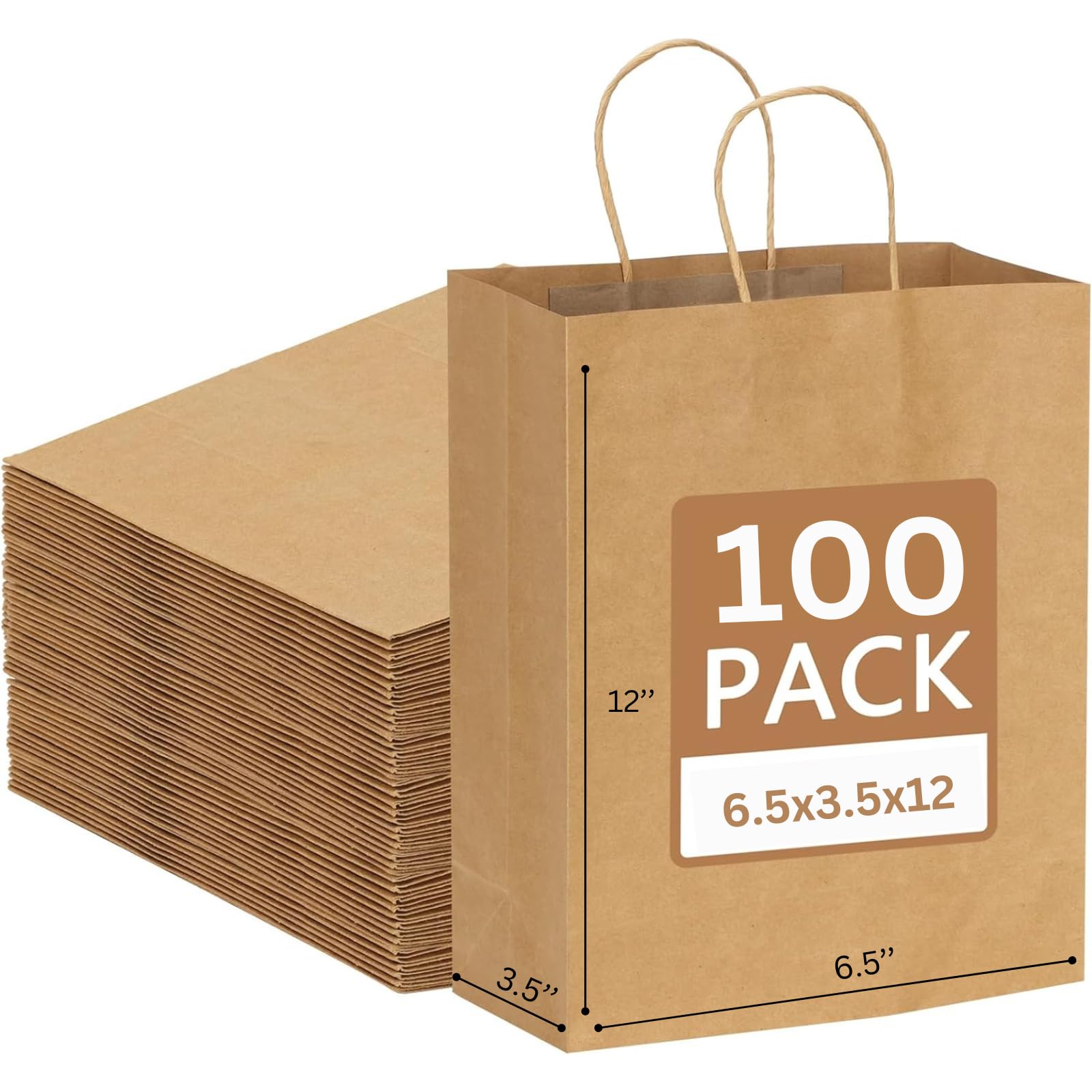 Amazon.com: Jet Paper Bags - 100 Pack 6.5x3.5x12 Inch Medium Plain 
