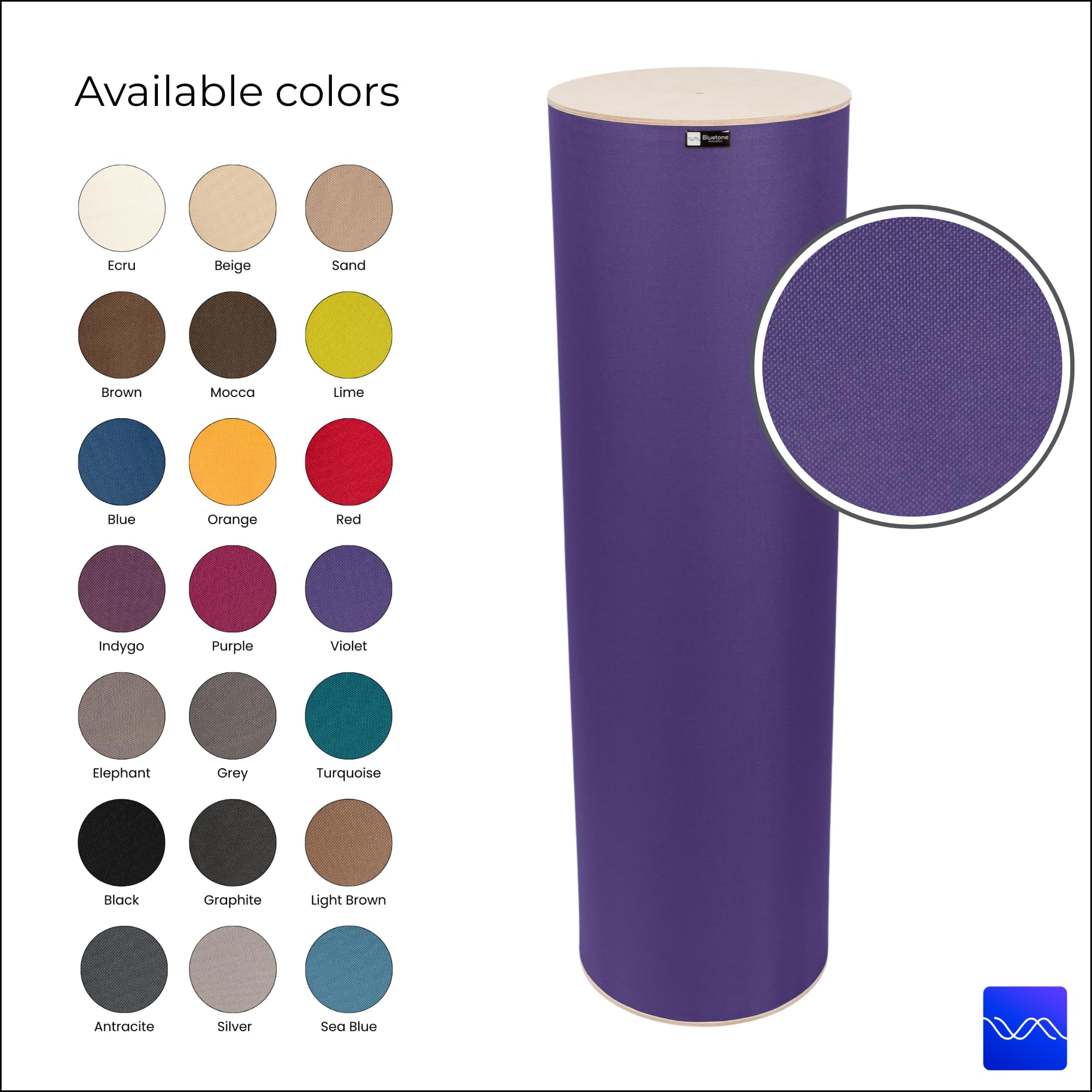 Bluetone Acoustics Tube BassTrap - Premium Bass Trap - Assorbitore a bassa frequenza - Pannello acustico - Trappola per bassi (Violetto)