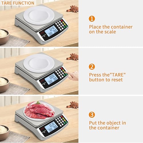 Miniatura 7 de Báscula de alimentos de 88 libras88.2 lbs de gran escala digital de cocina de 0.05 oz1 g con cálculo de precios, báscula comercial de acero