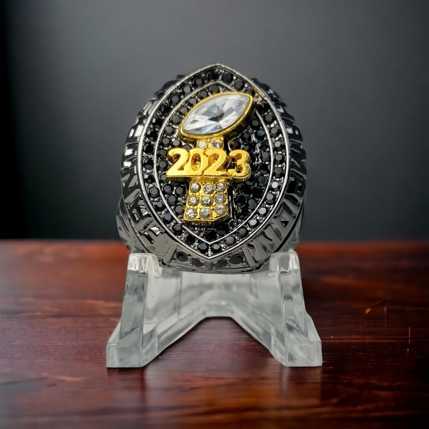 2023 Black Plated Fantasy Football Championship Trophy Ring | Award for Fantasy Football League Winner