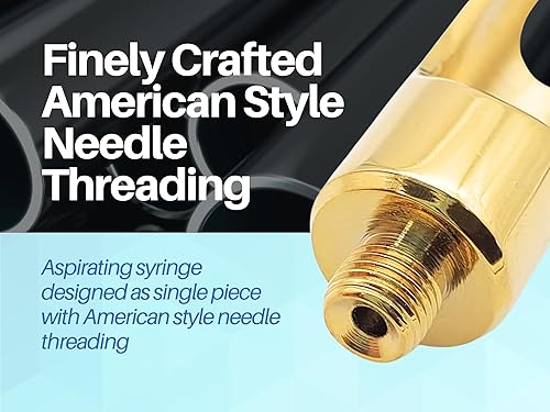 Miniatura 2 de ARTMAN INSTRUMENTS Jeringa dental aspirante 0.1 fl oz Set de 3, jeringa anestésica negra y dorada, instrumento dental de precisión