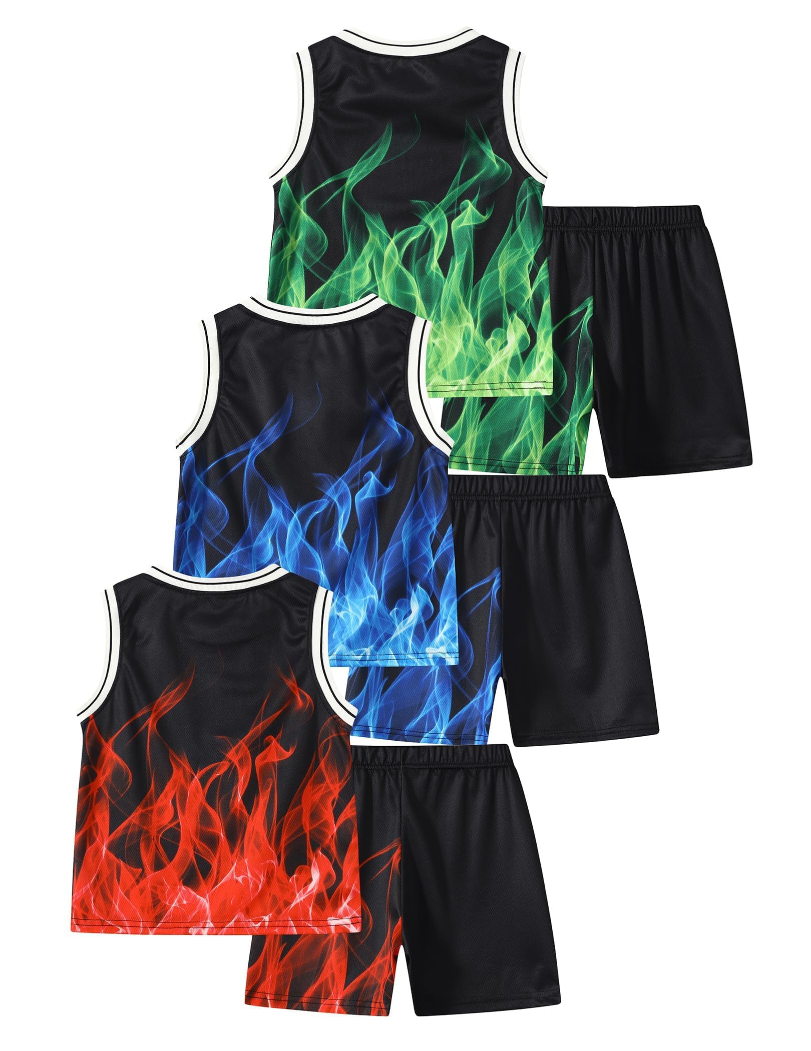 Conjunto de 6 piezas de pantalones cortos deportivos para niño, camiseta sin mangas y pantalones cortos de baloncesto, 4-12 años