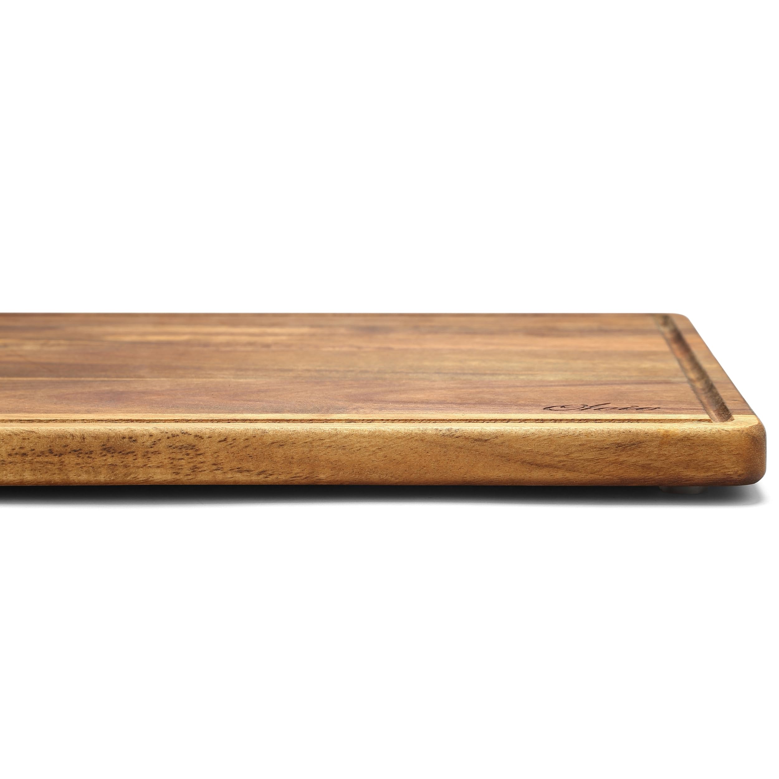 Oleio 3-częściowy zestaw desek do krojenia z drewna I Deski kuchenne z akacji (40×30, 33×24, 26×18 cm), 2 cm grube deski do krojenia z rowkiem na sok, antypoślizgowe i z uchwytem I Zestaw desek do