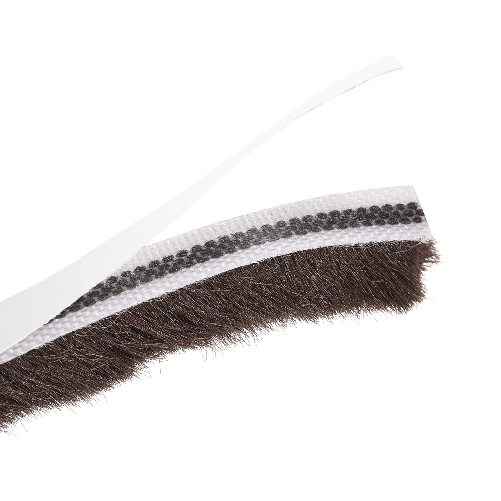 sourcing map Weather Stripping Brush, 26ft L x 0.3" W x 0.5" H Self-Adhesive Seal Weatherstrip Sweep Brush Brown for Door Window