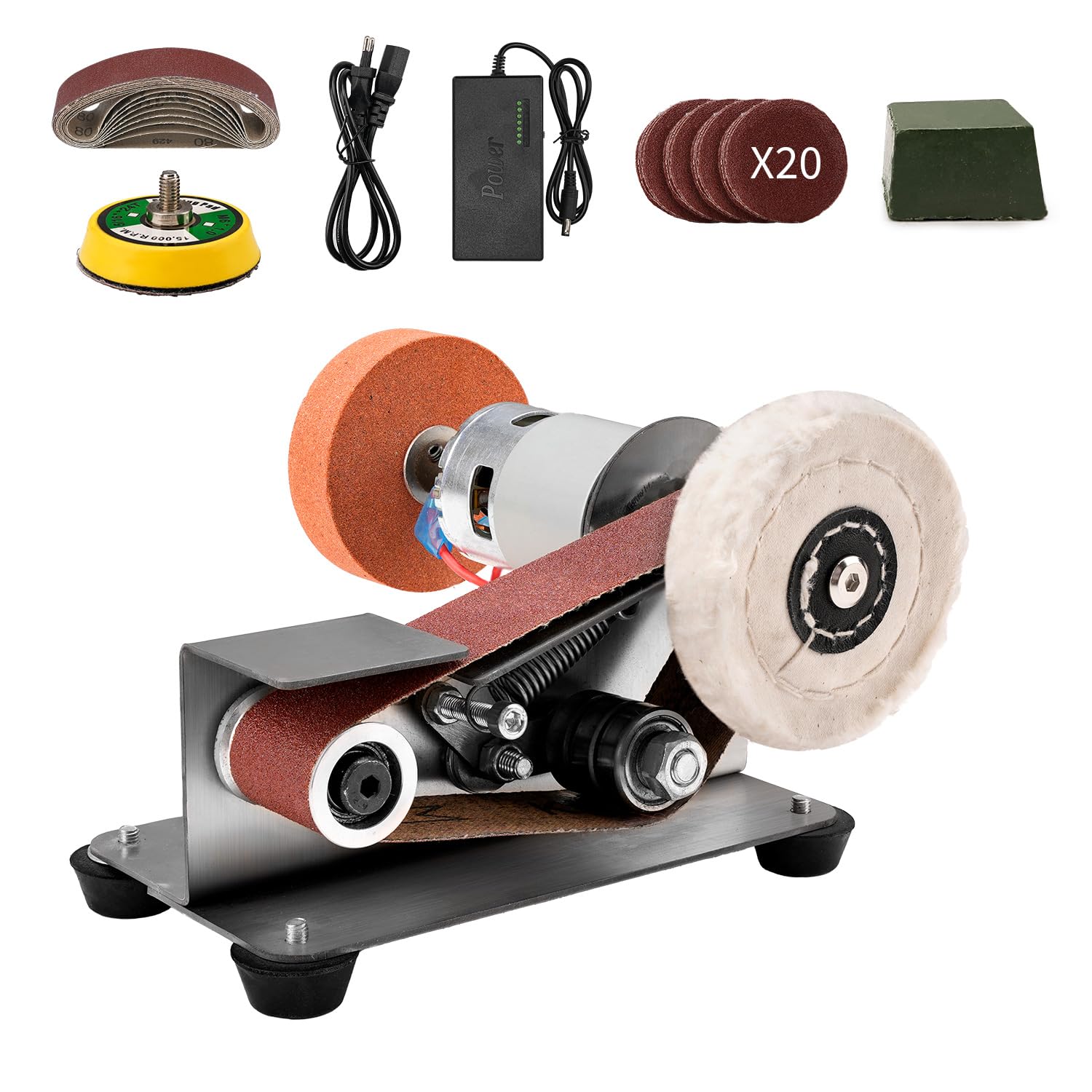 NuoDunco 15 Degree Electric Belt Sander, Mini Knife-Sharpener Sanding Machine Kit, 7 Adjustable Speed Bench Grinder Polishing Grinder for Metal Wood DIY Craft Hobby Tool, Tool & Knife Sharpening