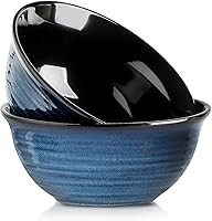 Hasense 84 oz Ceramic Salad Serving Bowls, 9 Inch Large Mixing Bowl Set of 2, Blue - Microwave & Dishwasher Safe for Soup, Pasta, Popcorn