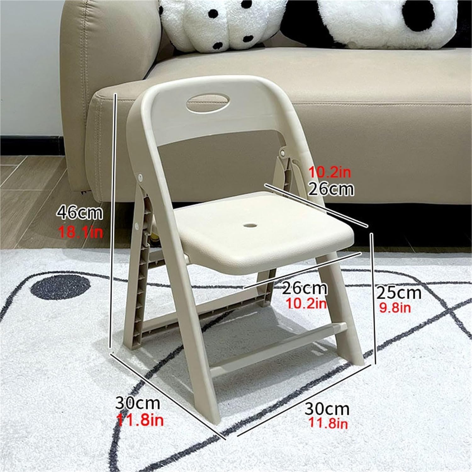 Foldable Plastic Chair with Backrest, Heavy Duty Stool 330lbs Capacity for Home Kitchen Office, Portable Folding Seat with Carry Handle & Non-Slip Pads, Secure Locking System for Camping Travel
