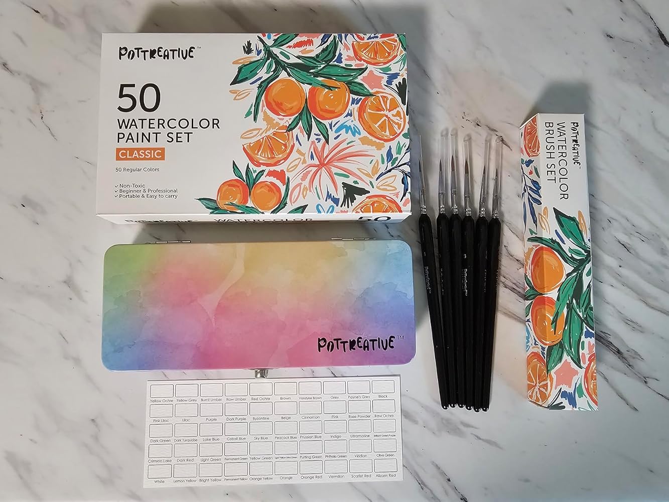 50 Colors Watercolor Paint Set