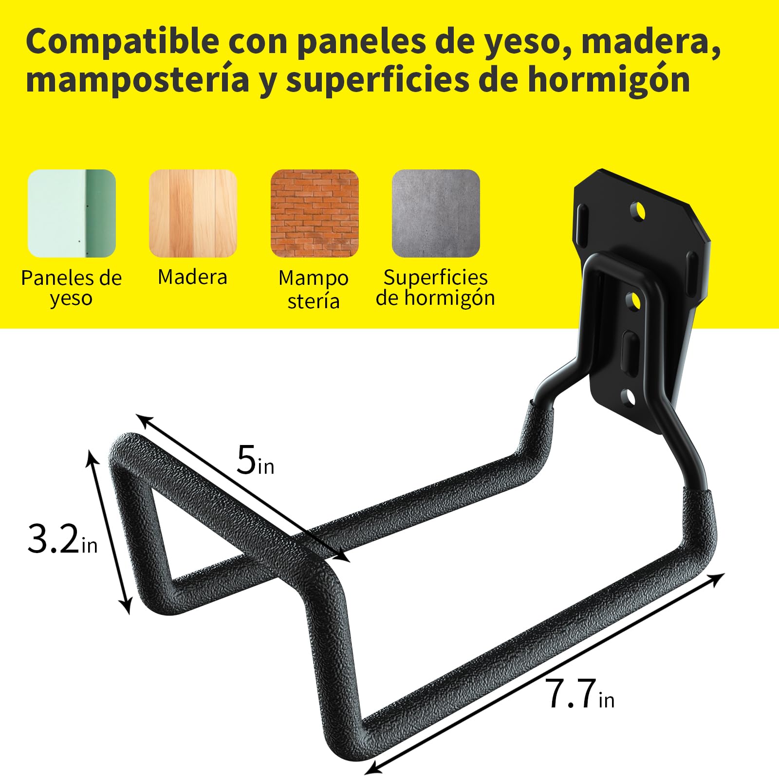 Juego de 2 soportes de pared para manguera de jardín: resistentes soportes metálicos para jardín, cobertizo y garaje