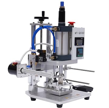 TFCFL Pneumatic Hot Foil Stamping Machine, Digital Leather Bronzing Machine with Double Column Air Operated and Foot Switch for PVC Leather PU Paper Logo Embossing, 110V 500W
