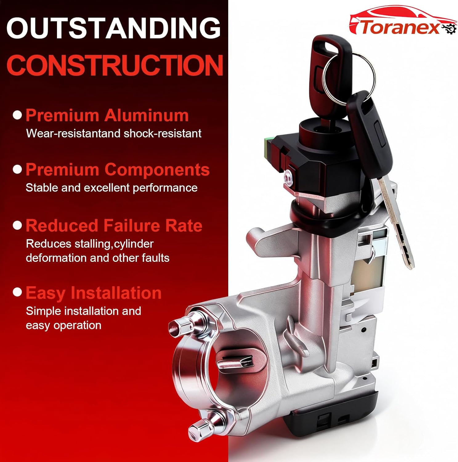 Ignition Switch Lock Cylinder with 2 Keys (with Chip) Compatible with 2003-2005 Honda Civic Hybrid Sedan 1.3L, Compatible with 2001-2005 Honda Civic GX Sedan