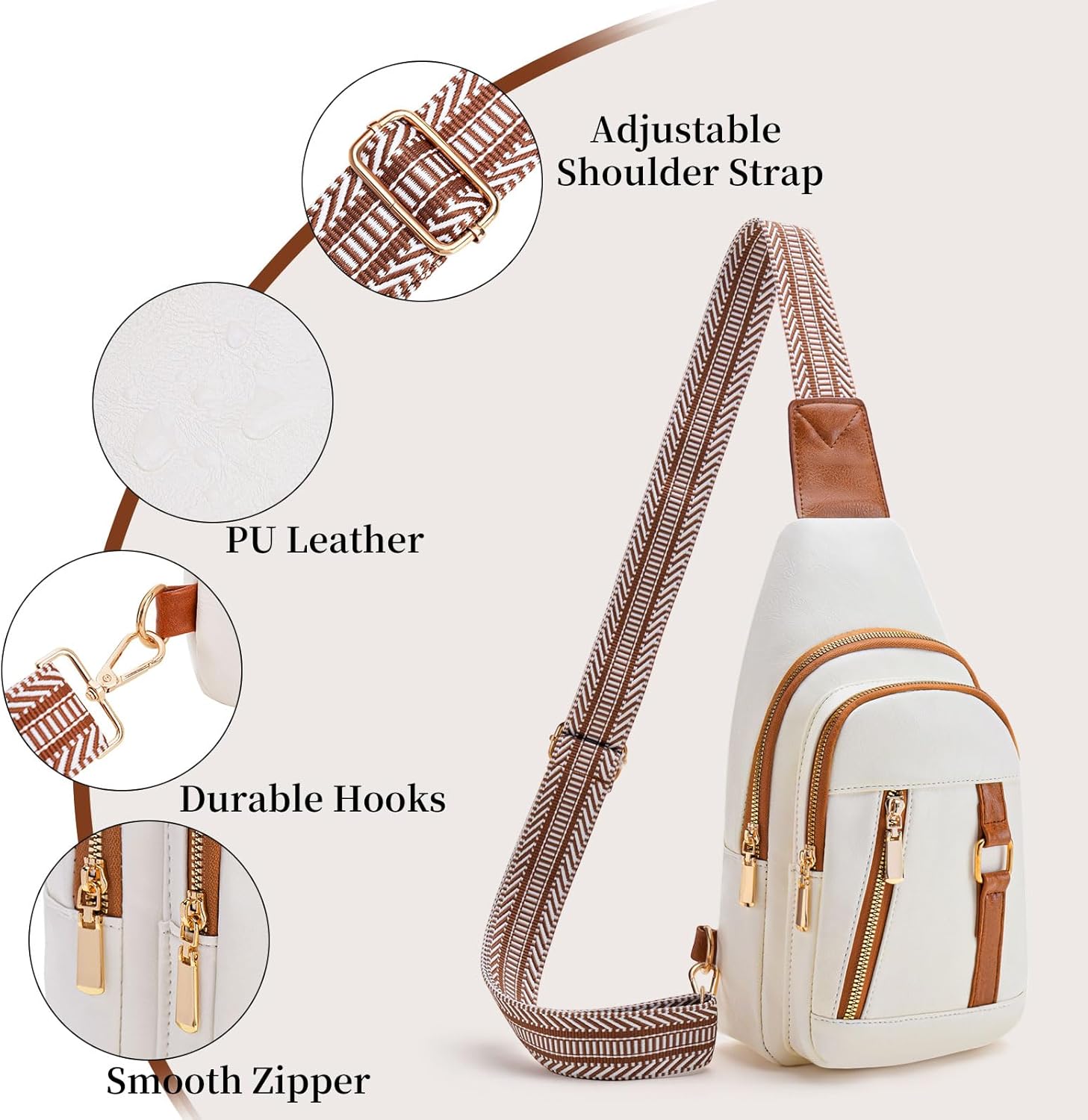 FALAN MULE Crossbody Bags for Women Trendy Leather Sling Chest Bag Fanny Packs for Women - Image 5