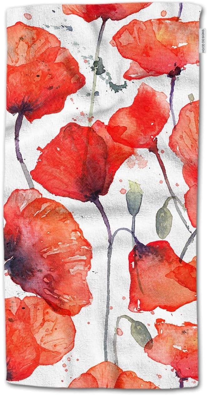 Hand Towel, Beautiful Red Poppies Hand Towels for Bathroom