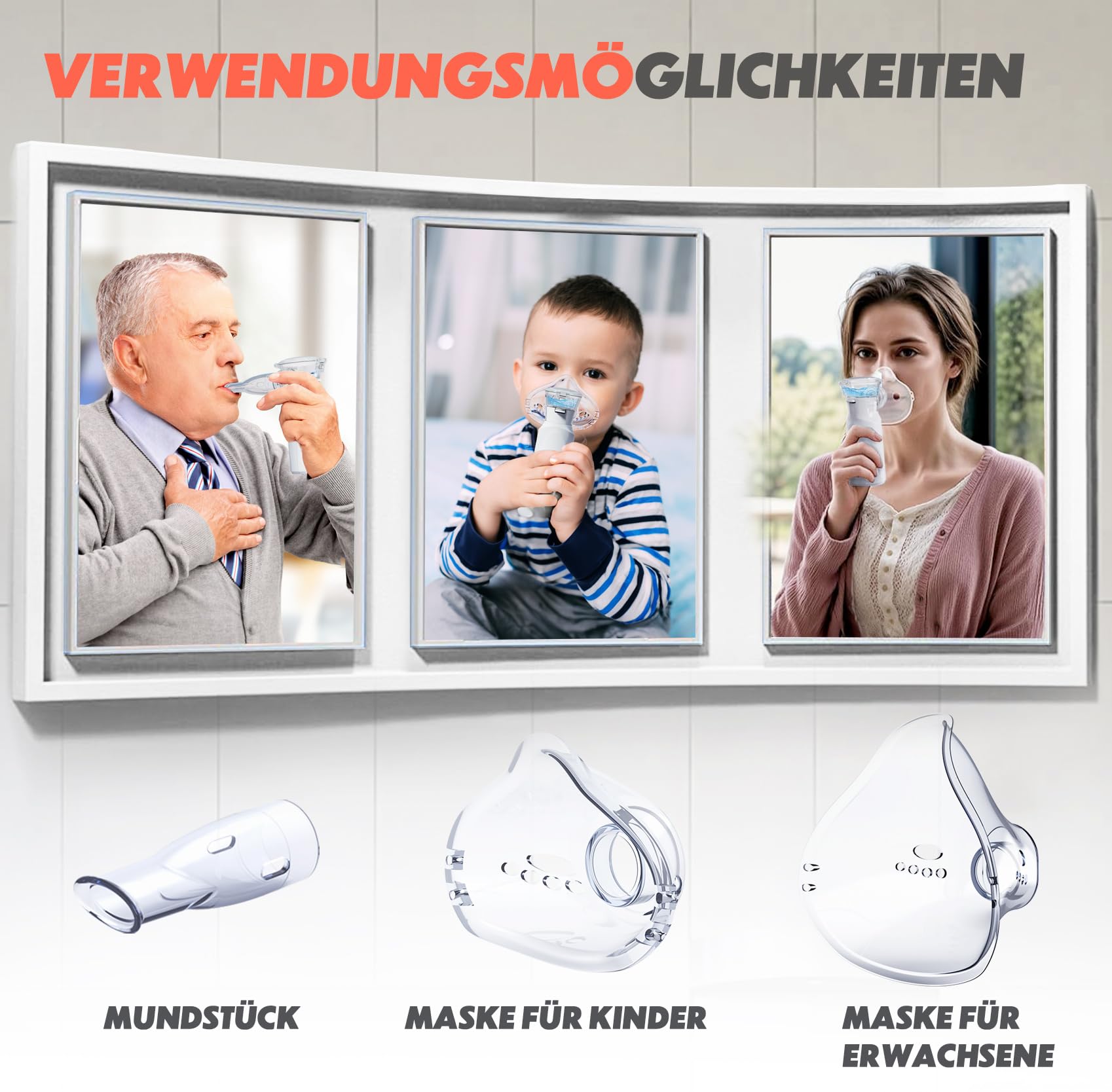 Inhalationsgerät Maschine für Erwachsene, Wiederaufladbare Tragbare Inhaliergeräte für Erwachsene und Kinder, Leise Inhalator für Kinder, Bright White