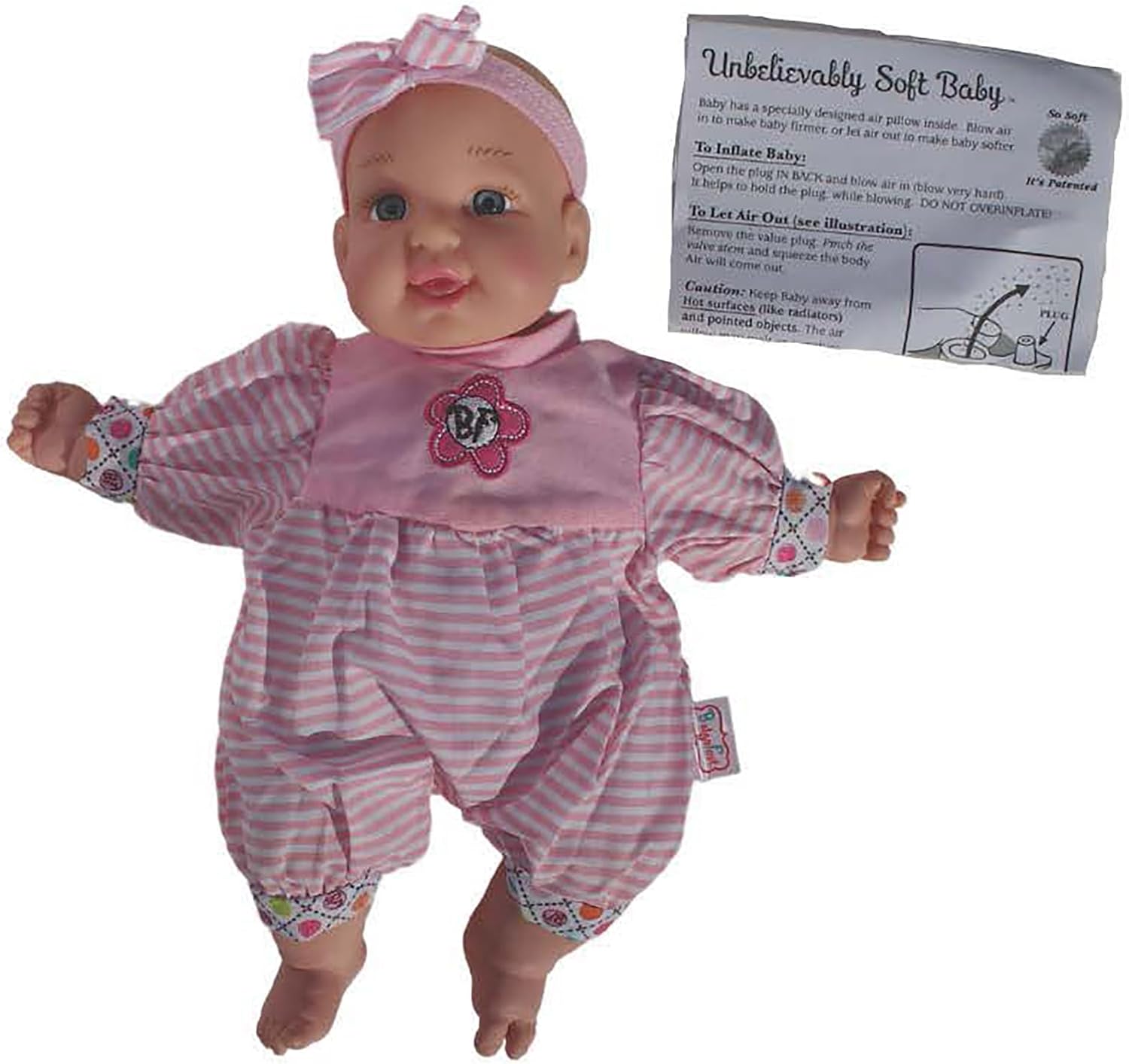 Goldberger Baby's First 13" Unbelievably Soft Baby Stripes Doll - With Patented "Air Pillow" Tummy - A Must Have Baby Doll for Realistic Play. For children 1 Year & Up. Soft and Lightweight.