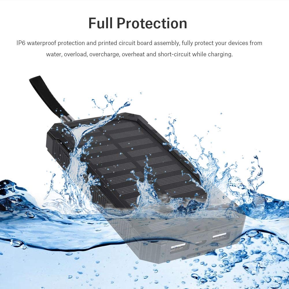 UFUZON Ishiva Solar Power Bank 30000 mAh, Draadloze Qi 22.5W QC 3.0 USB-C Snelle Draagbare Telefoon Oplader met Led Lichten, Waterdichte Externe Batterij Compatibel met iPhone, iPad en Samsung