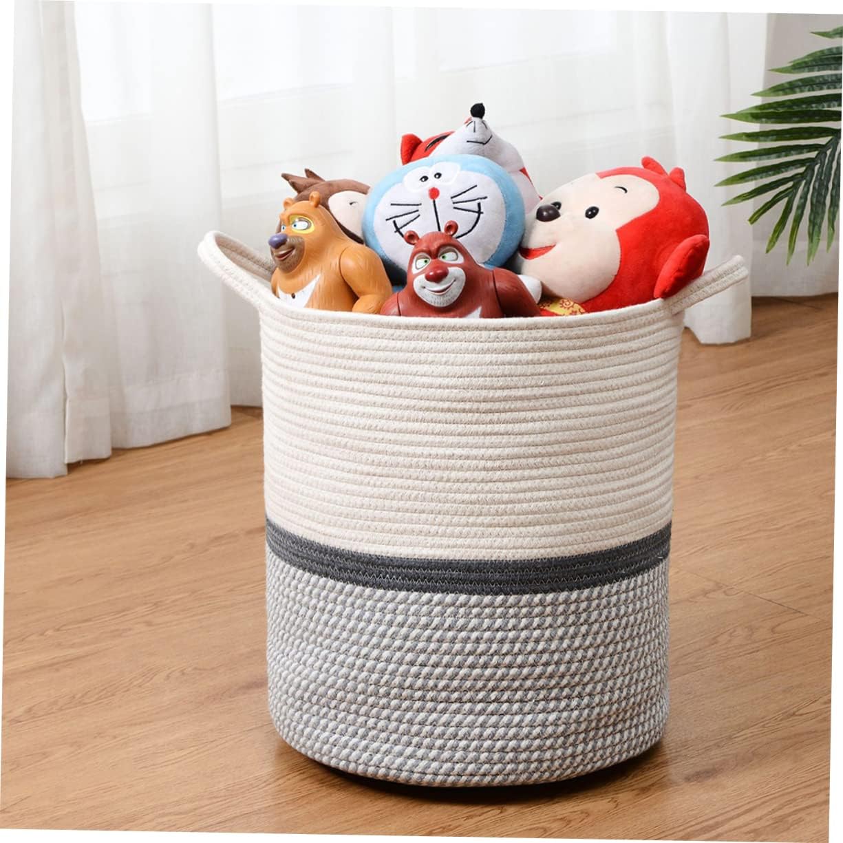 ABOOFAN 1pcs Large Round Cotton Rope Storage Basket for Toys and Sundries Light Grey for Organizing Boy Girl's Items Stylish and Functional Design for Home Storage