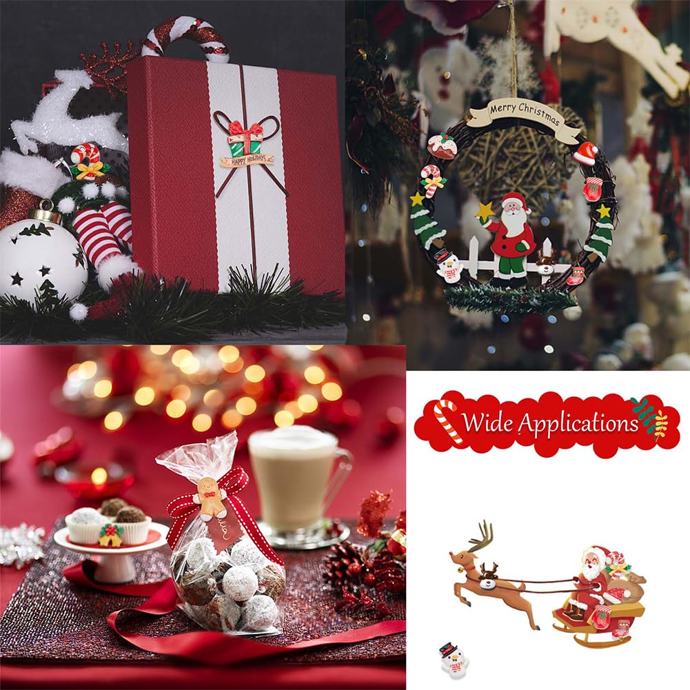 40-teiliges Set Weihnachts-Cabochons – 10 Verschiedene Motive (Schneemann, Elch, Weihnachtsbaum…) – Für DIY, Schmuck & Deko