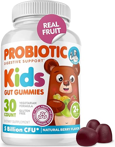DR. MORITZ Probióticos para niños - Gomitas probióticas con sabor a bayas - Sin azúcar, 2.5 mil millones de UFC masticables con probióticos, apoyan