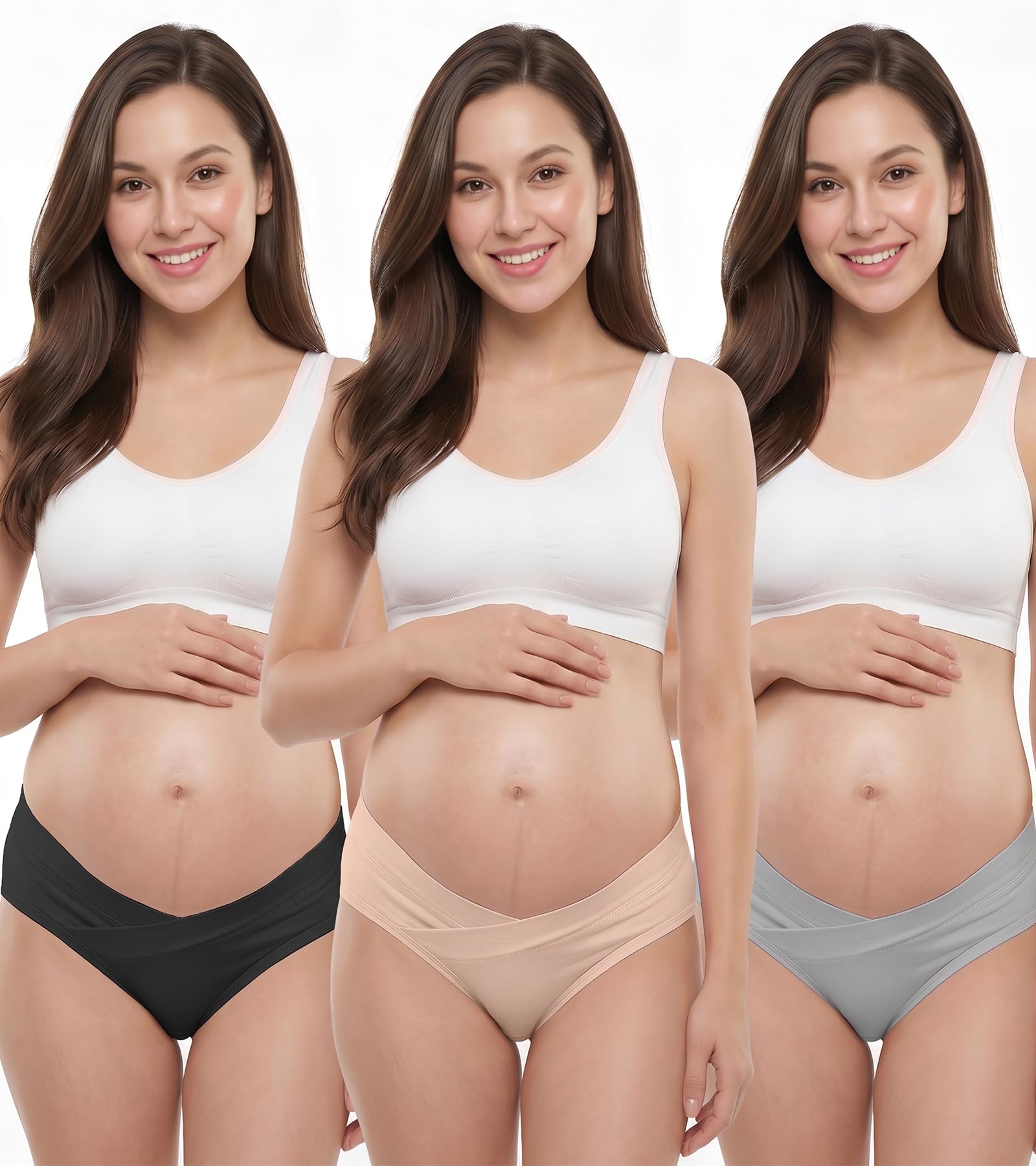 dclub Women's Cotton Postpartum Maternity Underwear, High Waist Seamless Stretch Briefs, Soft Breathable Pregnancy Panties (Pack of 3)-picture-0