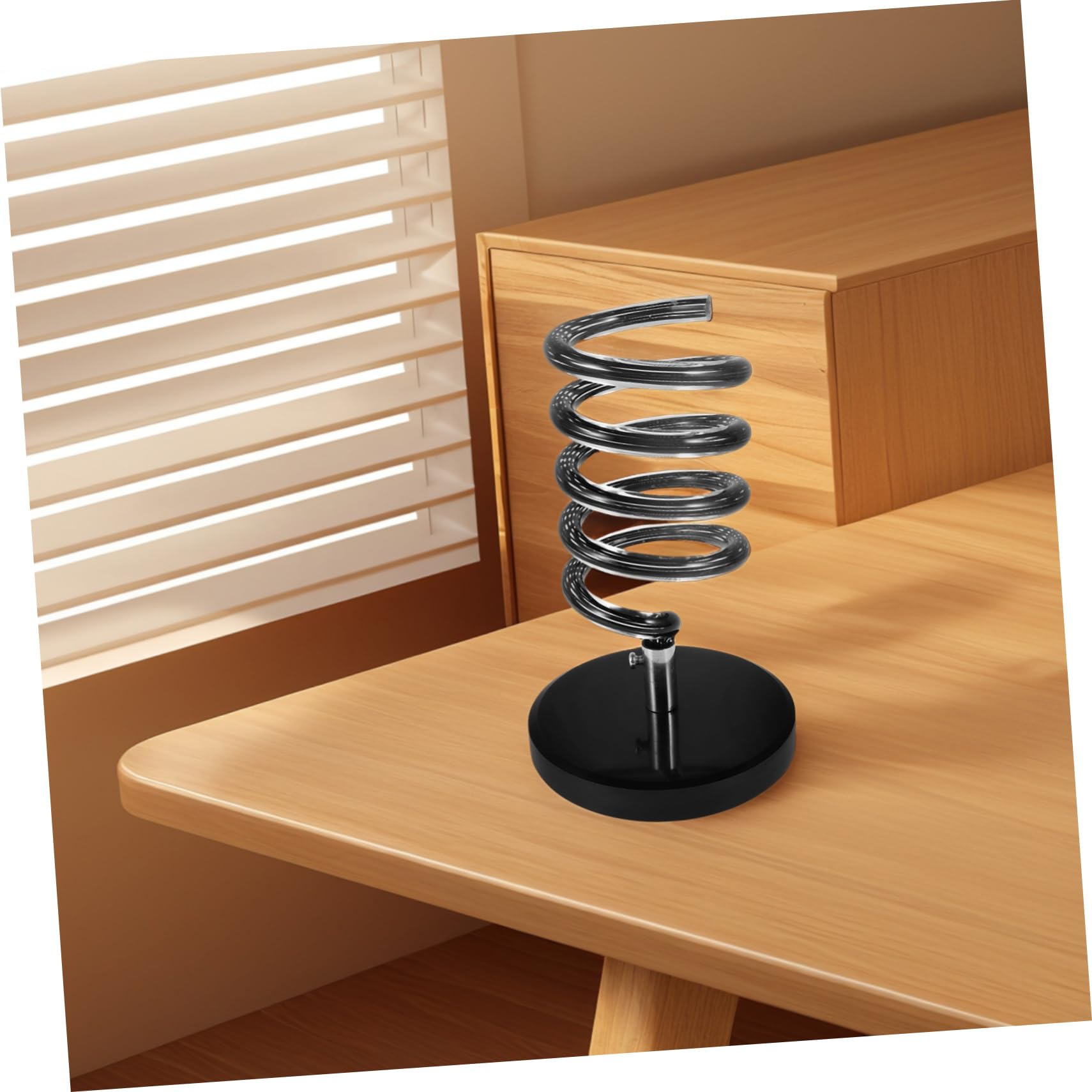 Beavorty Supporto per Asciugacapelli a Spirale in Marmo Nero, Organizer da Banco per Salone e Bagno, senza Foratura, Design Elegante
