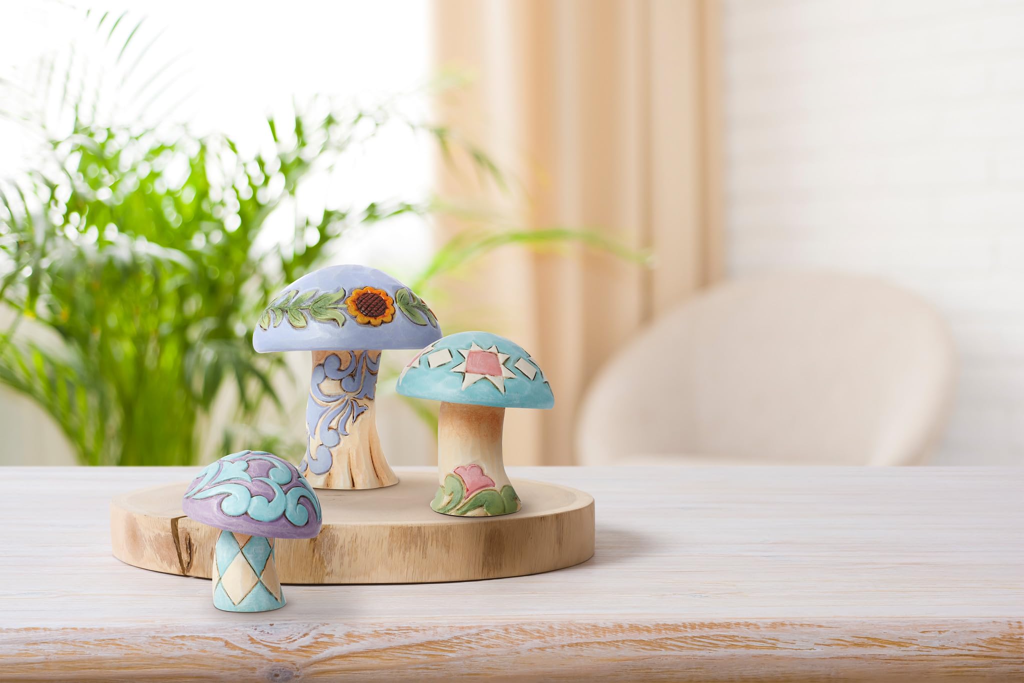 Enesco Jim Shore Heartwood Creek Nature's Meadow Mushrooms Minyatür Heykelcik Seti, 6,5 cm, Çok Renkli