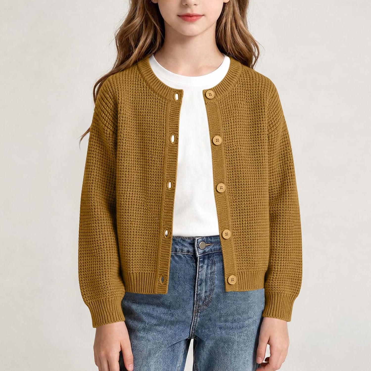 Toddler Kids Cotton Button Knit Cardigan Fall Sweater | Toddler Baby Boys Girls Cardigan Sweaters Long Sleeve Cotton Sweater Button Up Knit Sweaters Jacket Solid Fashion Fall Tops