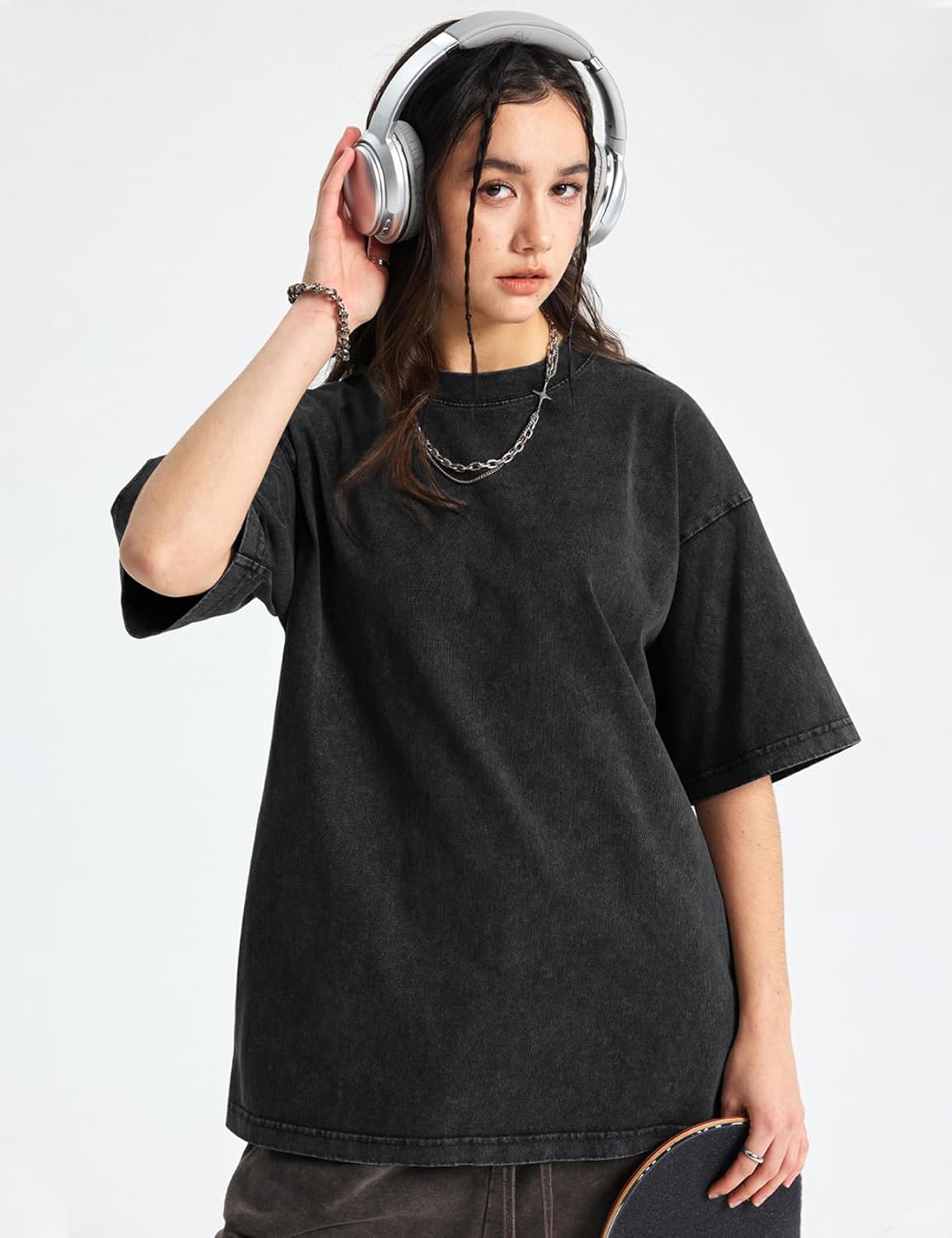 Arssm Women Oversized T Shirts Acid Washed Cotton Tees Vintage Baggy Loose Fit Streetwear Workout Tops - Image 4