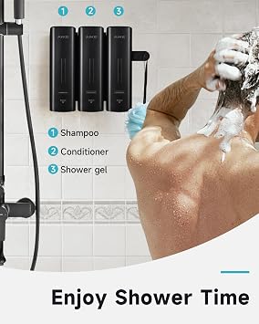 AIKE Wall Mounted Refillable EasyPush Soap Dispenser for Bathroom Triple